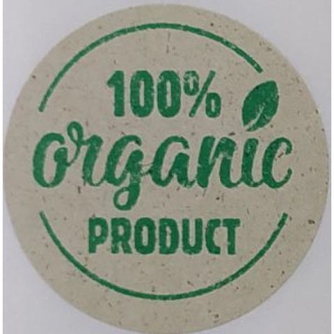 Етикетка крафт\зелена кругла "100% Organic Product". Упаковка 50 шт., діаметр 50мм 3761