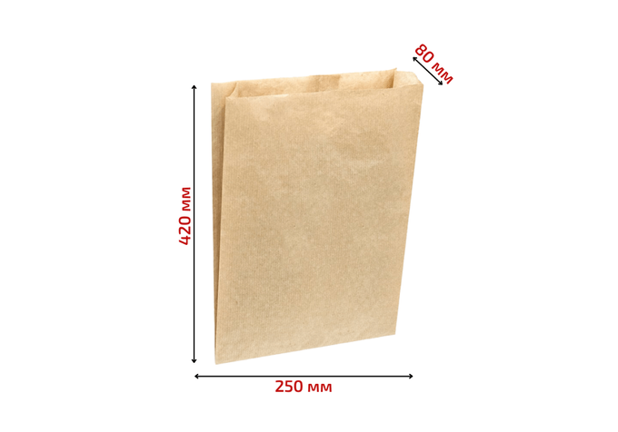 Пакет бумажный Саше 420*250*80 мм - 40 гр/м2 - бурый