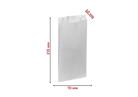 Пакет паперовий Саше 210*70*40 мм - 40 гр/м2 - білий
