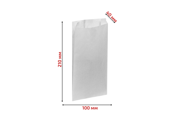 Пакет бумажный Саше 210*100*40 мм - 40 гр/м2 - белый