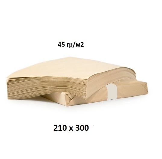 Папір підпергамент у листах 45 гр/м2 – 210 мм × 300 мм