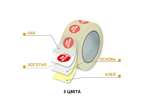 Скотч с логотипом - 45 мк - 48 мм × 60 м - 3 цвета